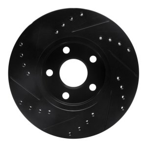 Buick Skylark Brake Rotor (1) - Front Right - R1 Concepts - Drilled & Slotted - Black - `90-`05